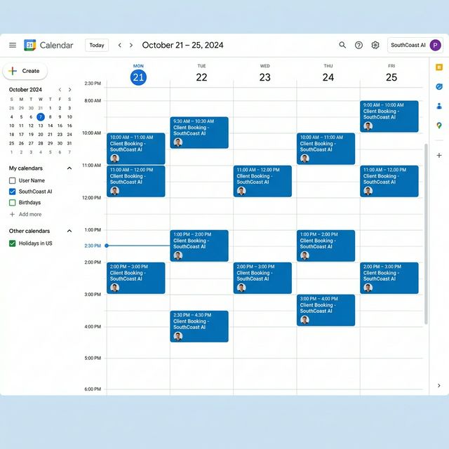 Professional Google Calendar Interface