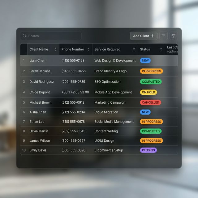 Clean Modern Spreadsheet Lead Database